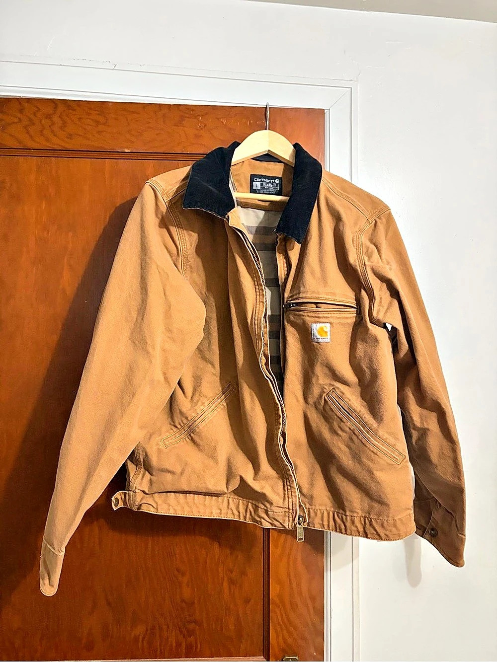 Carhartt Rugged Flex Relaxed Fit Duck Detroit Jacket Brown Large - Picture 2 of 4